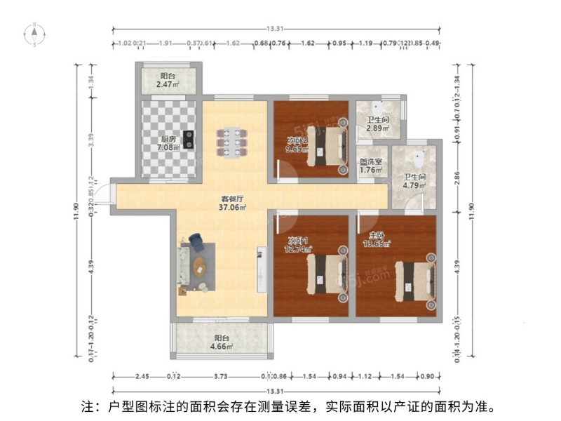 毗邻金鸡湖音乐喷泉，湖西CBD加城湖滨公寓，3室2卫