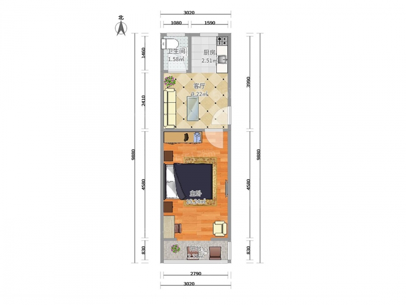 南开区向阳路街机施楼1室1厅