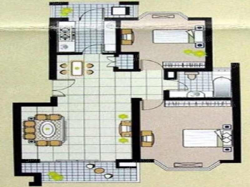 天山 · 海逸公寓 · 2室 · 2厅
