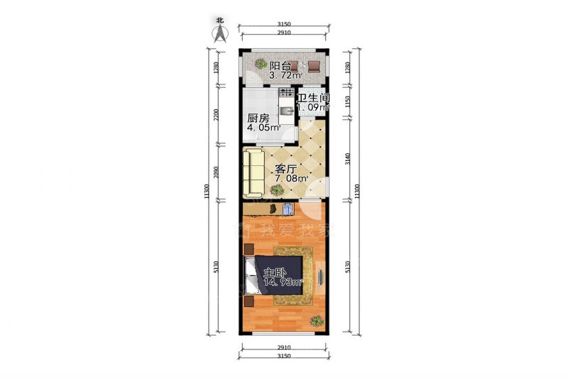 整租·二号桥·建新东里西楼·1室·1厅