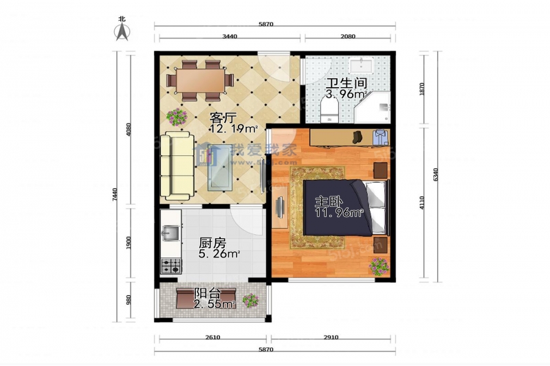 天津我爱我家整租 · 万新街 · 贵环花园 · 1室1厅