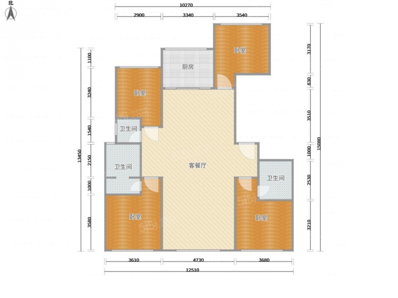 太原我爱我家新上富力华庭4室2卫，南北通透，单价1万1千多，捡漏房