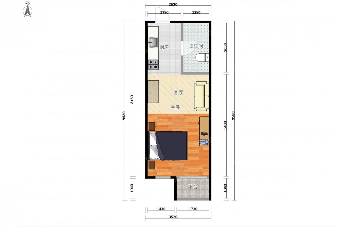 光谷创业街一居室75万