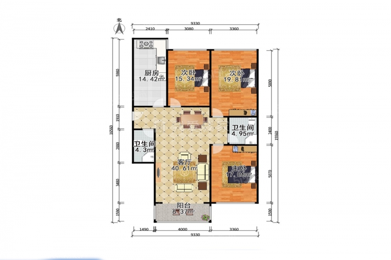 天津我爱我家新河街 · 胡北家园 · 3室 · 1厅