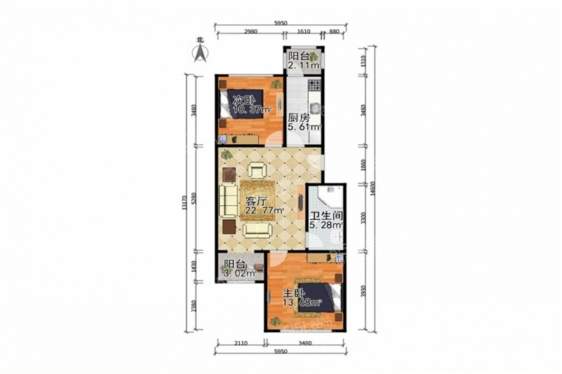 天津我爱我家整租 富民路街 滨河家园 2室1厅精装修家电齐全拎包入住