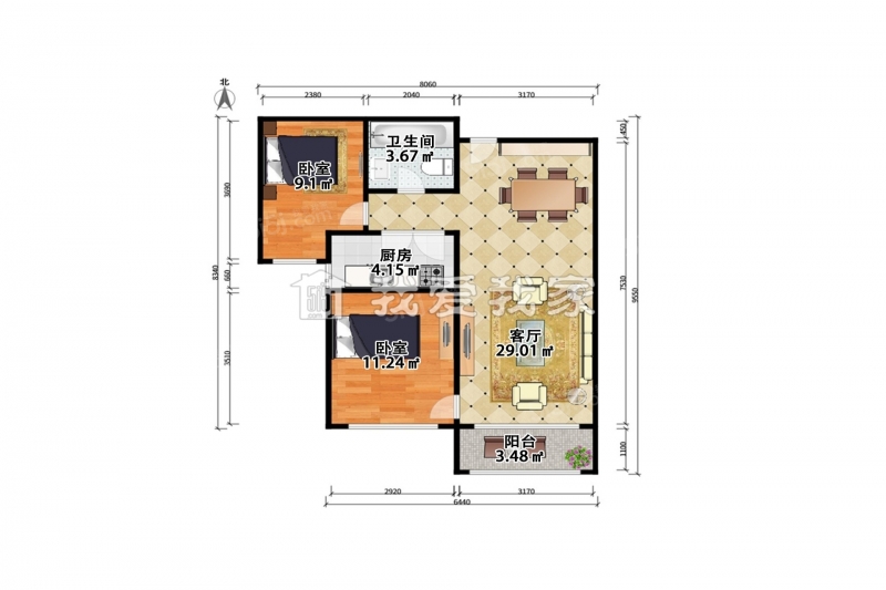 地铁50米  洋房 ·建昌道街·诗景雅苑·2室·1厅