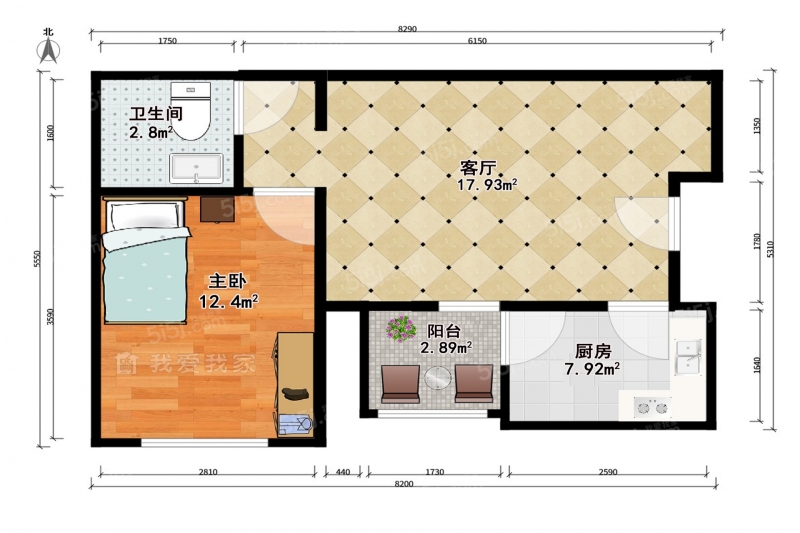 天津我爱我家整租 · 新开河街 · 隆成家园 · 1室1厅