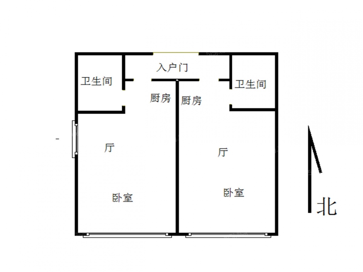 龙湖紫都城2室2厅户型图