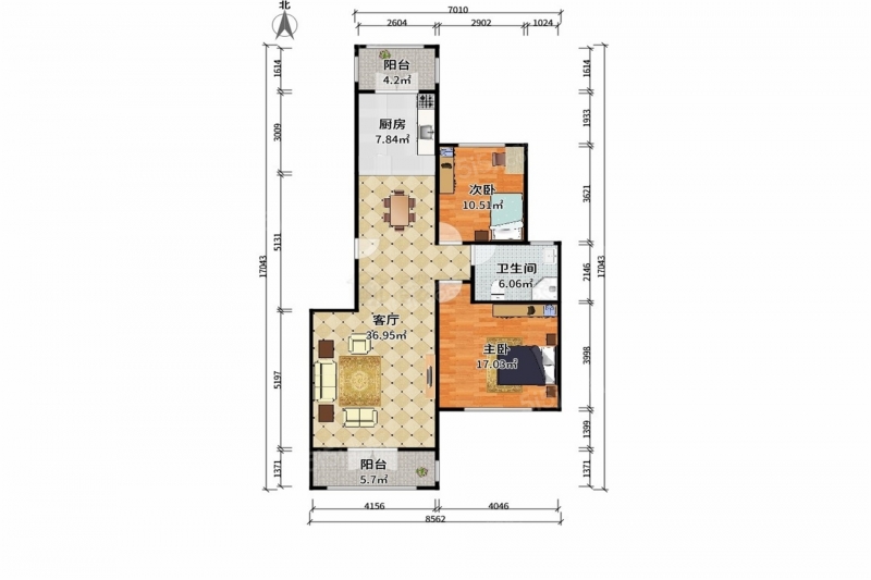 整租·新立街·香港花园B区·2室·1厅