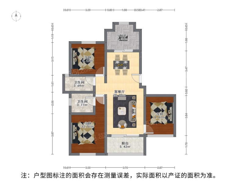 苏州我爱我家整租·南门·朗诗人民路8号·3室