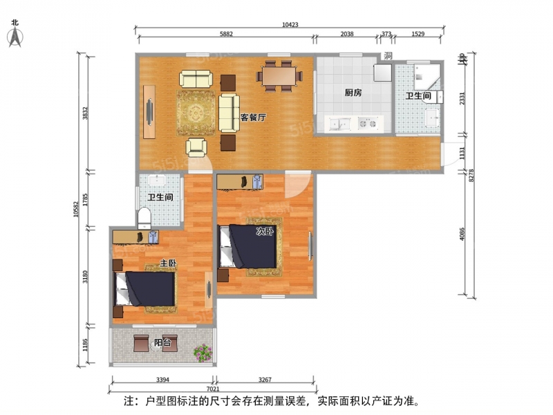 无锡我爱我家崇安 · 毛岸新苑 · 2室 · 2厅