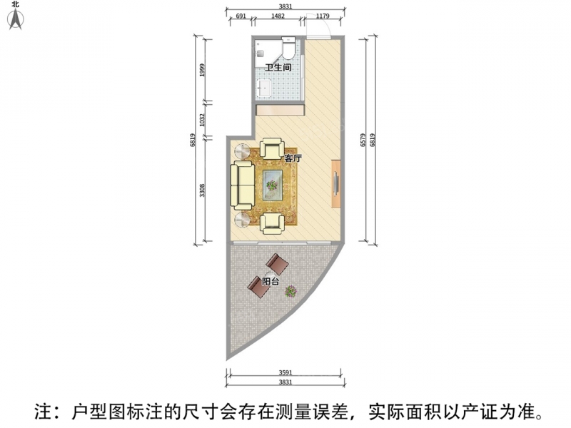 无锡我爱我家旺庄 · 东方银座 · 1室 · 1厅