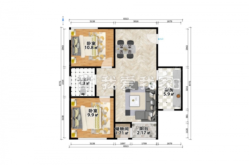 整租·建昌道街·香湾凤苑·2室·1厅
