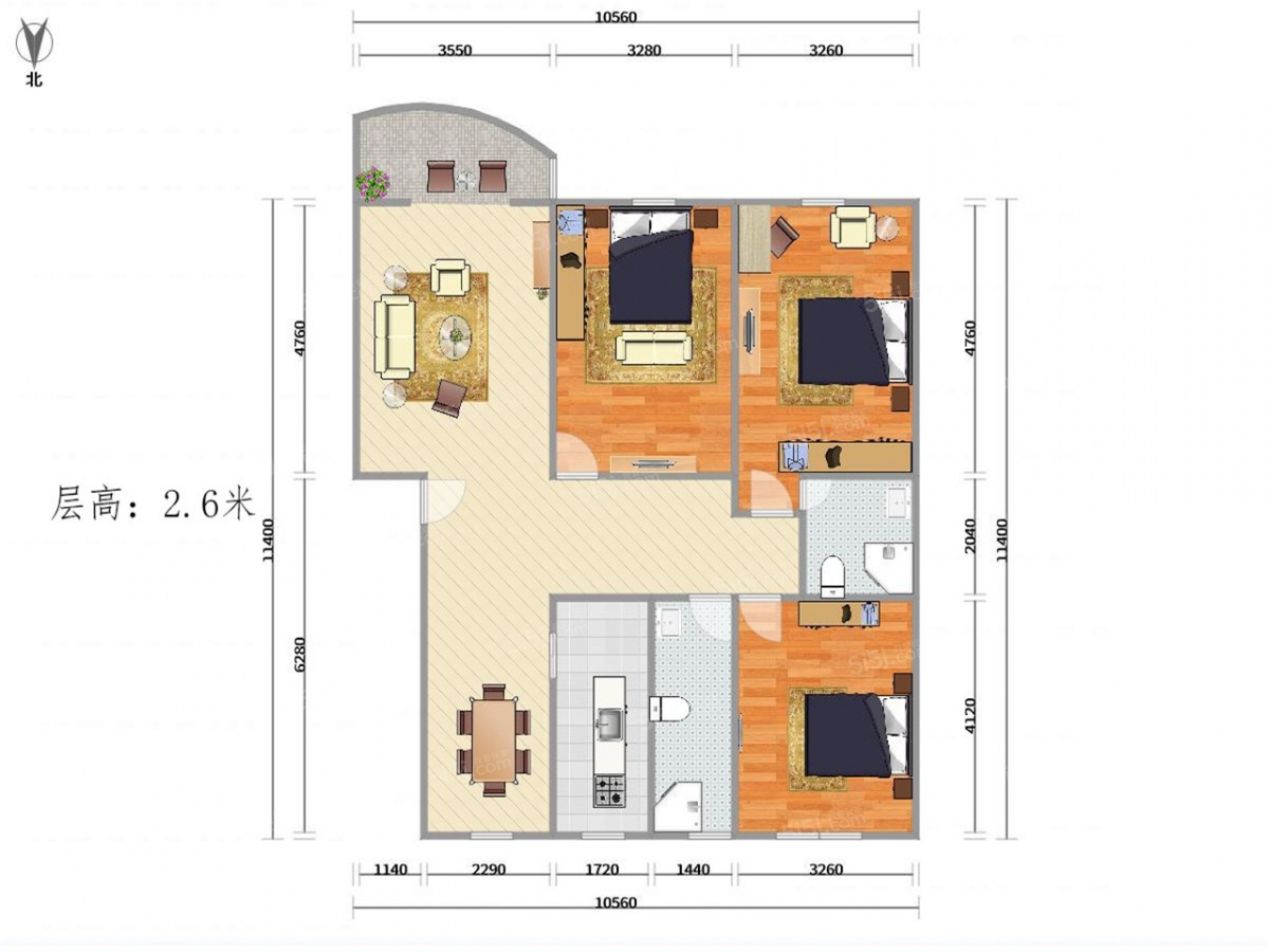 新世纪名苑 3室2厅2卫 148.35㎡